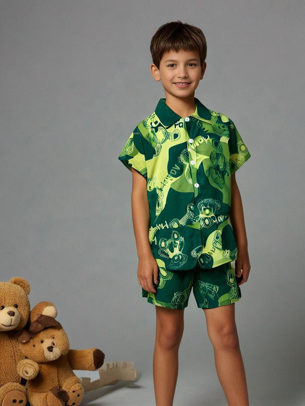 Boys Teddy Printed Summer Co-ord Set