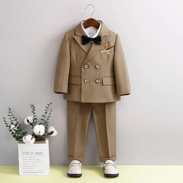 Boys Solid Party Wear Formal Suit 4 Pcs