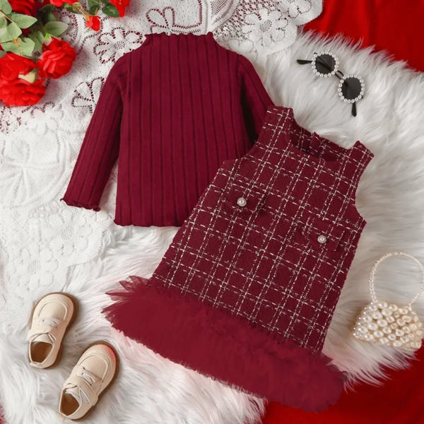 Girls Red Dress With Top