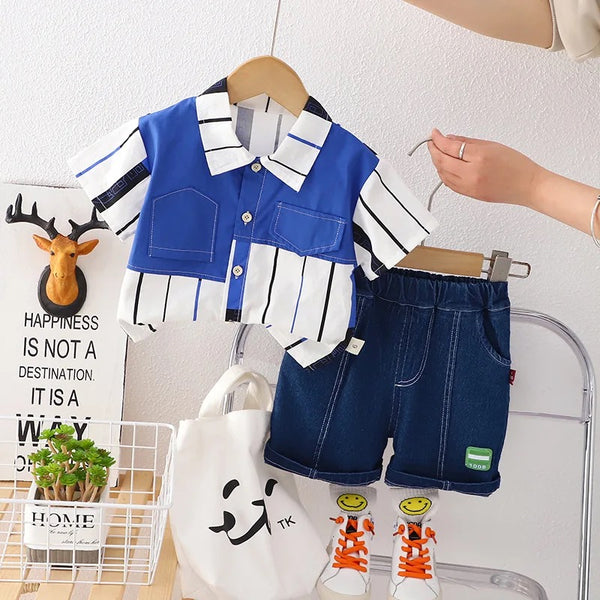 Boys Blue Shirt And Shorts 2 Pc Set