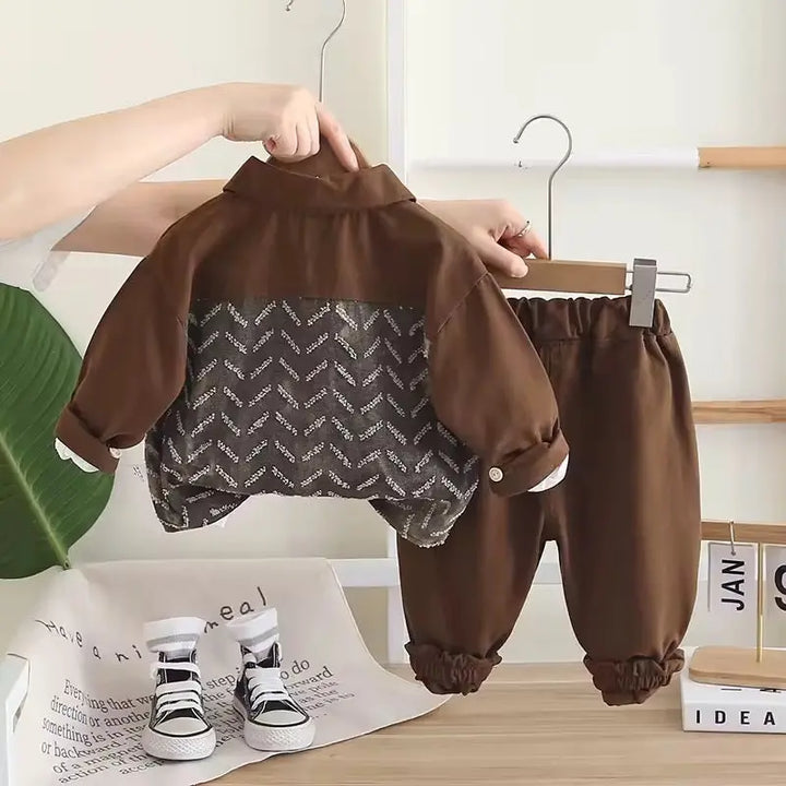Boys 3 Piece Designer Brown Set TrendyKid