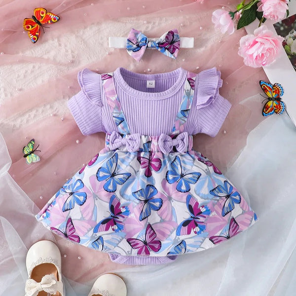 Baby Girl Romper Dress With Head Band