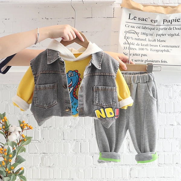 Boys Hoodie T-Shirt With Jacket And Jogger 3 Pcs Set