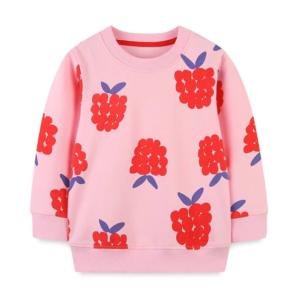 Girls Pink Printed Sweatshirt