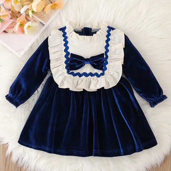 Baby Girl Blue Velvet Dress