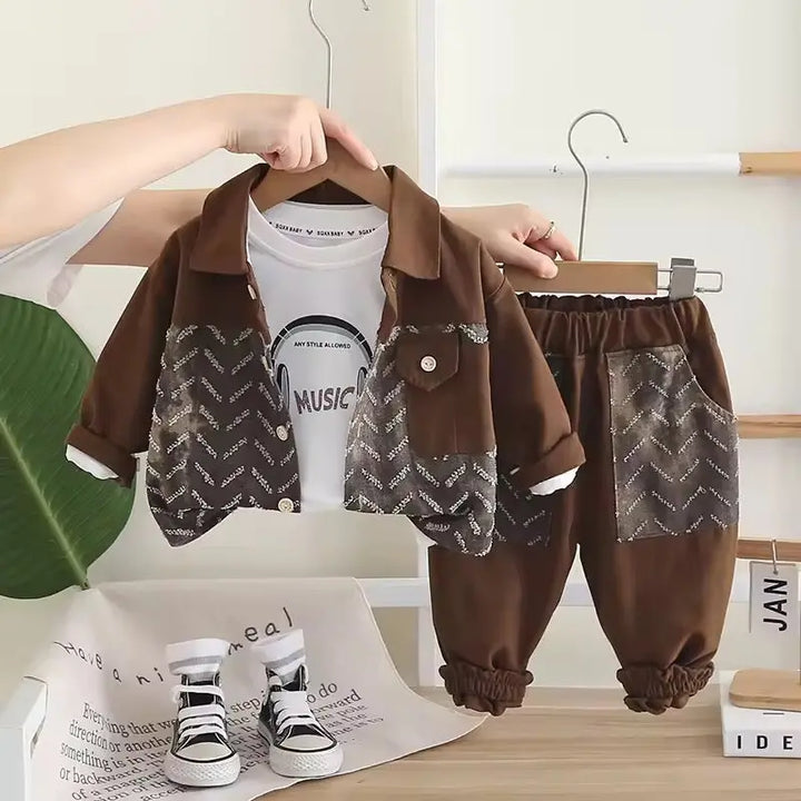 Boys 3 Piece Designer Brown Set TrendyKid