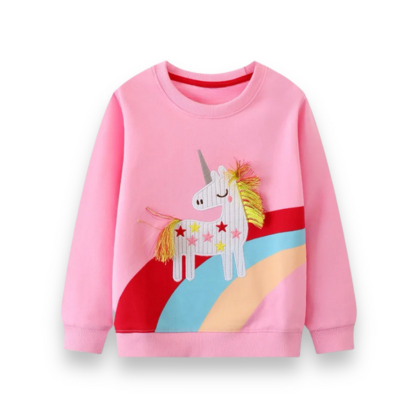 Girls unicorn patchwork Pink sweatshirt