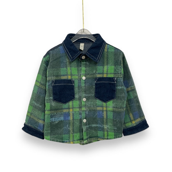 Boys Relaxed Fit Checkered Denim Shirt