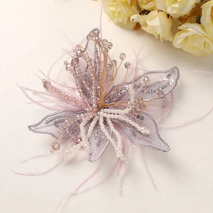 Girls Pearl-Feather Crystal Purple Hair Band TrendyKid