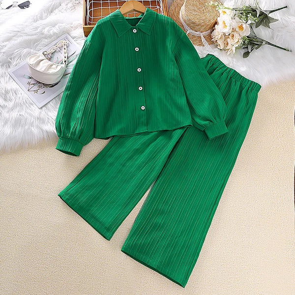 Girls Solid Green Co-ord set
