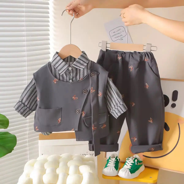 Boys Grey Party Wear 3 Piece Set TrendyKid