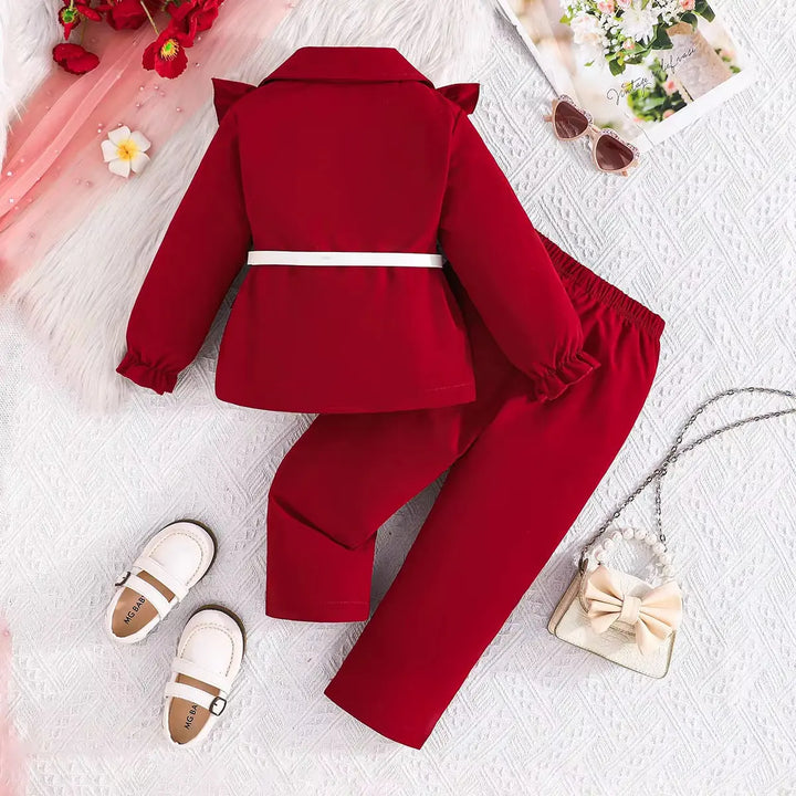 Girls Red Elegant Co-ord Set TrendyKid