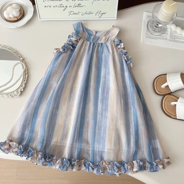 Girls Blue Breezy Ruffle Dress