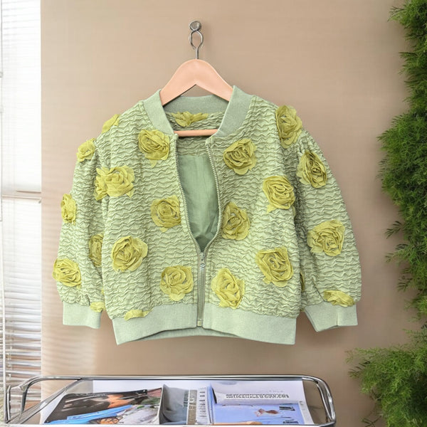 Girls Green Flower Jacket