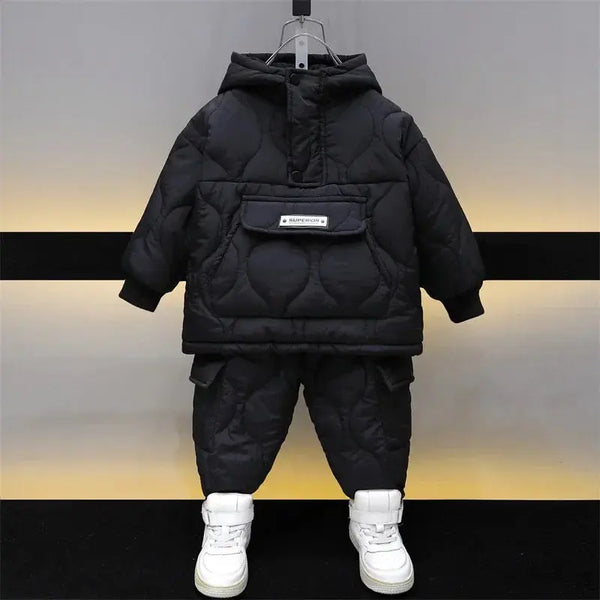 Boys Black Quilted Winter Co-ord Set TrendyKid