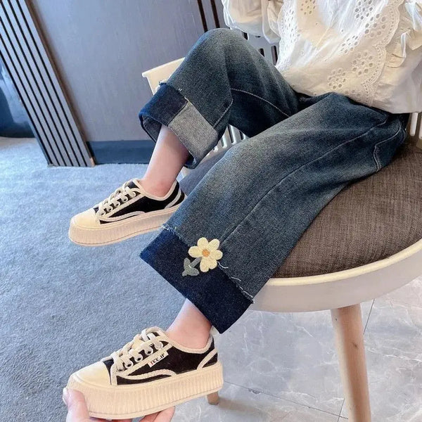 Girls Shaded Jeans With Flower Detail TrendyKid