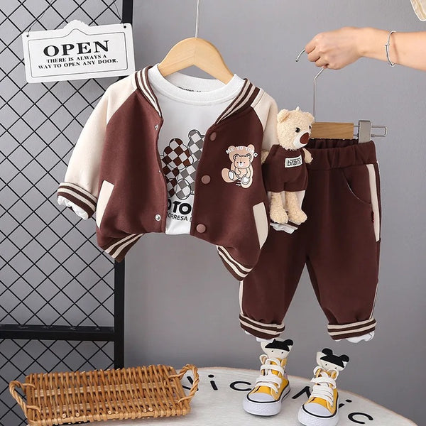 Boys Toy Attached Co-ord Set With T-shirt 3 Pcs Set