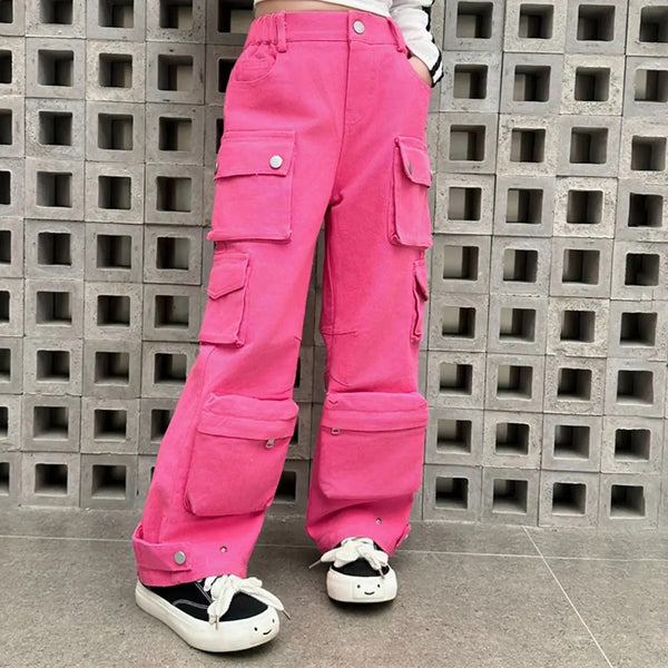 Girls Wide-Fit Cargo Pants
