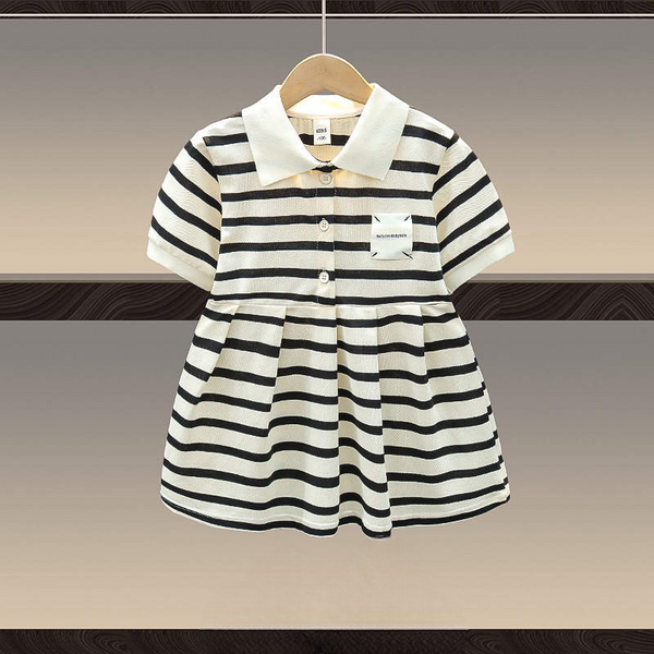 Girls Polo Neck Striped Dress