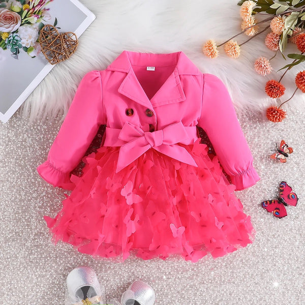 Baby Girl 3D Butterfly Designer Party Wear Dress