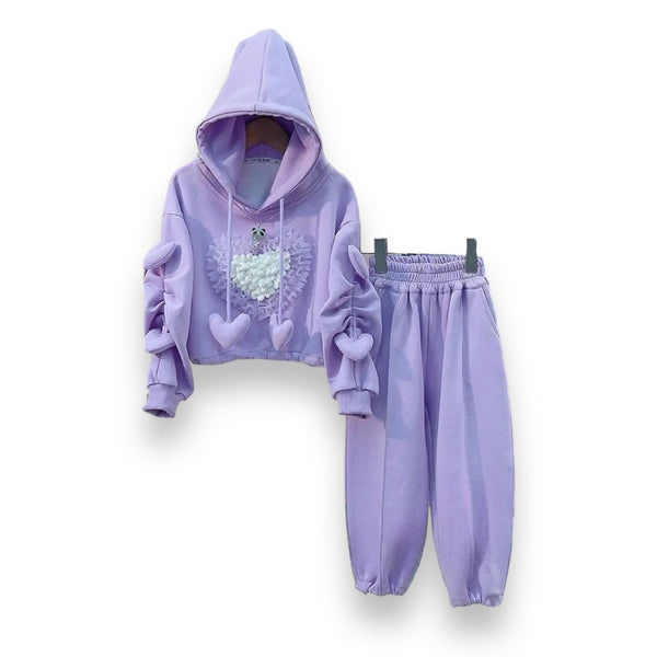 Girls Purple Designer Tracksuit