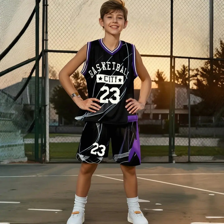 Boys Basket Ball Jersey And Shorts Set TrendyKid