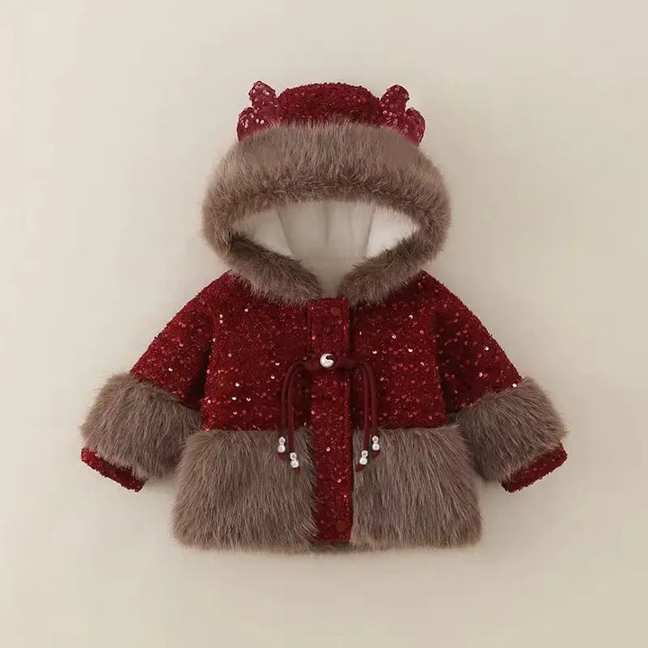 Girls Ruby Frost Fur-Trimmed Party Jacket TrendyKid