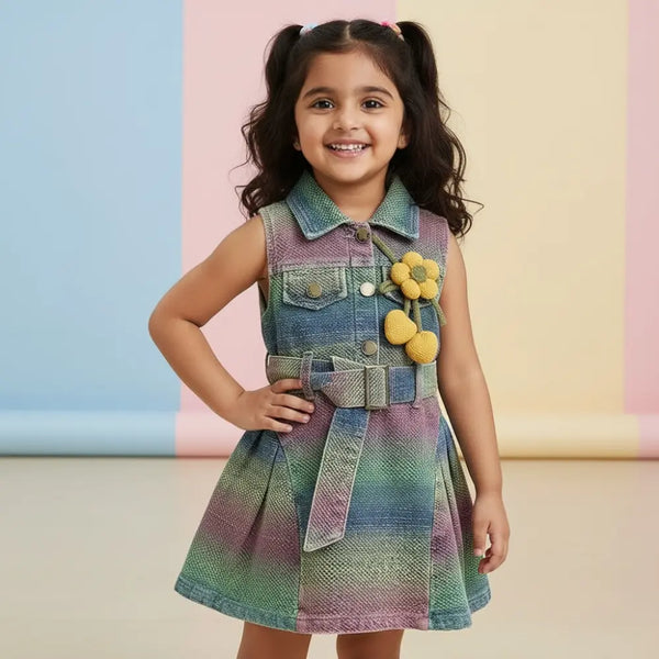 Girls Ombre Belted Denim Dress TrendyKid
