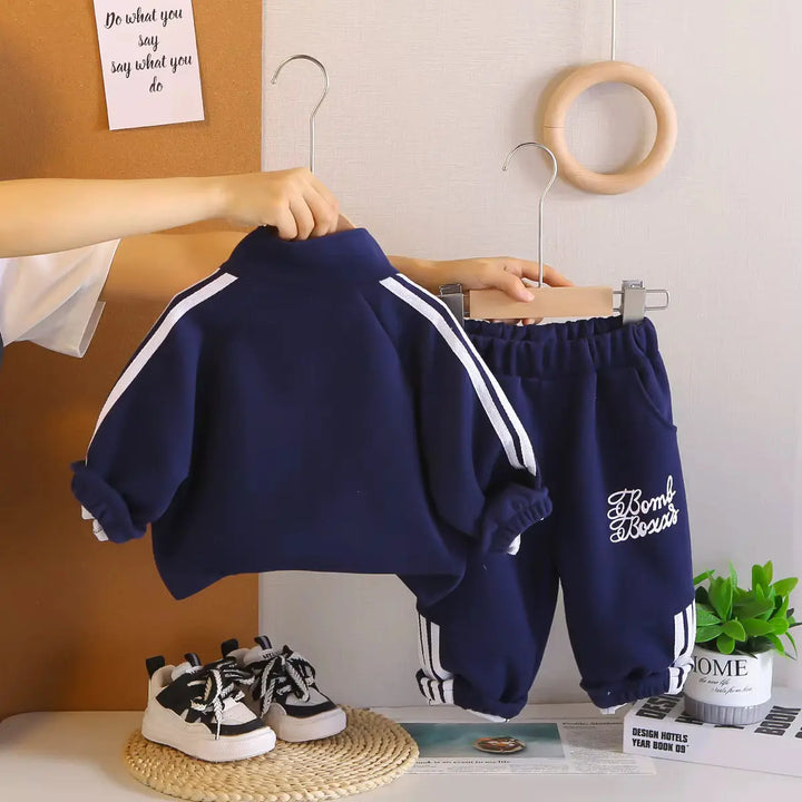 Boys Navy Blue Jogger Set With Bag TrendyKid