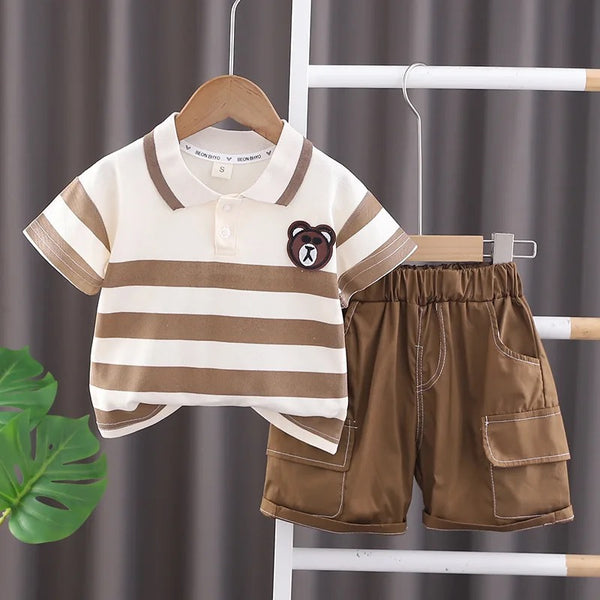 Boys T-shirt With Cargo Shorts 2 Pc Set