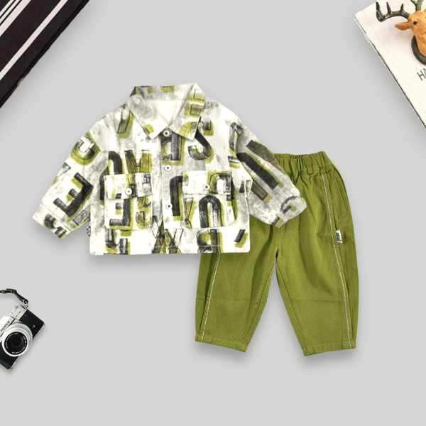 Boys Alphabet Print Green Co-ord Set 2 Pcs Set