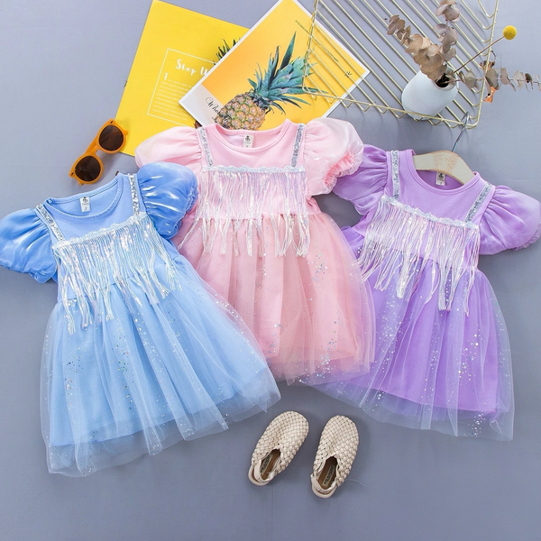 Girls Elegant Tassel Dress