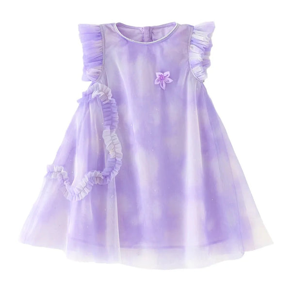 Girls Pastel Tulle Dress With Flower Motifs