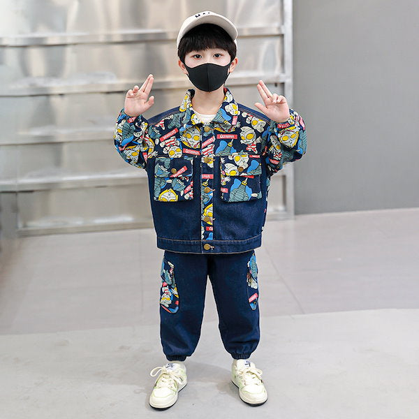 Boys Graphic-Print Denim Co-Ord Set