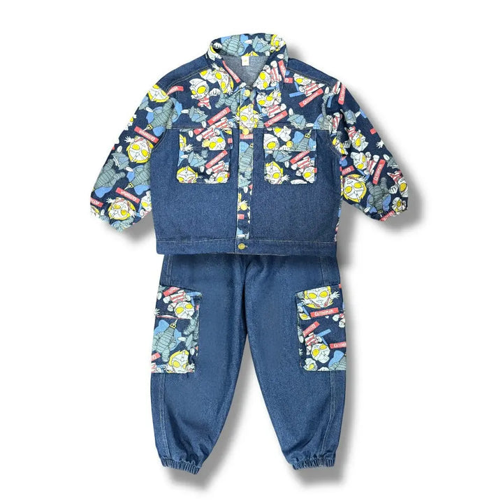 Boys Graphic-Print Denim Co-Ord Set TrendyKid