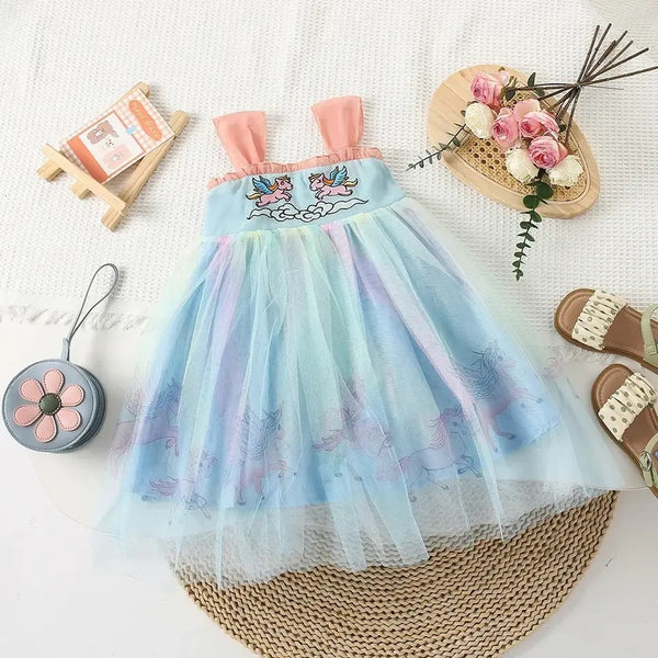 Girls Multicolour Unicorn Tulle Dress