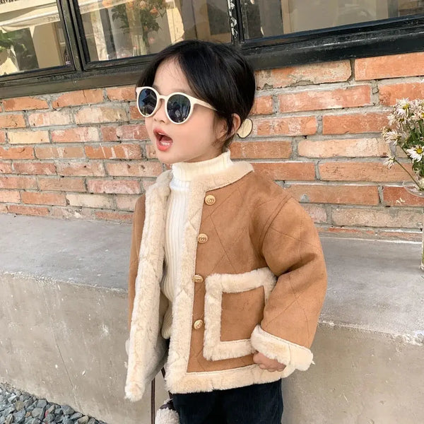 Girls Stylish Winter Wear Solid Jacket TrendyKid
