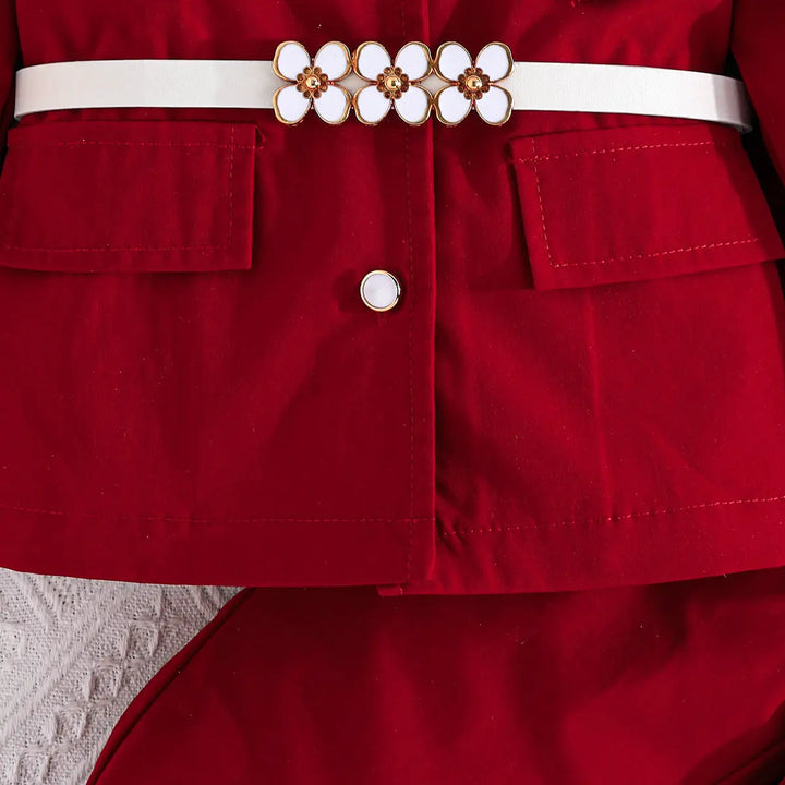 Girls Red Elegant Co-ord Set TrendyKid