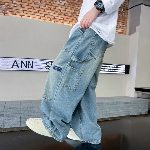 Boys Wide Fit Cargo Jeans