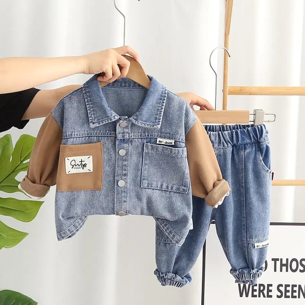 Boys Denim Shacket And Jeans 2 Pcs Set