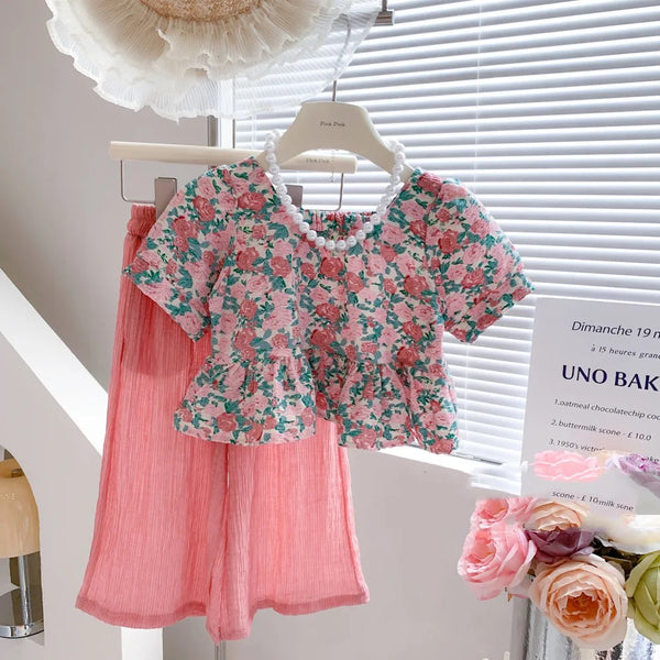 Girls Floral Top And Palazzo Set