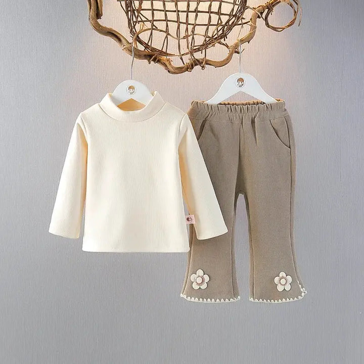 Girls Faux Fur Bow Jacket White Knit Top And Embellished Pants TrendyKid