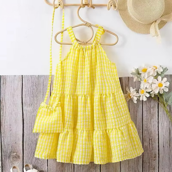 Girls Pleated Tank Dress With Bag