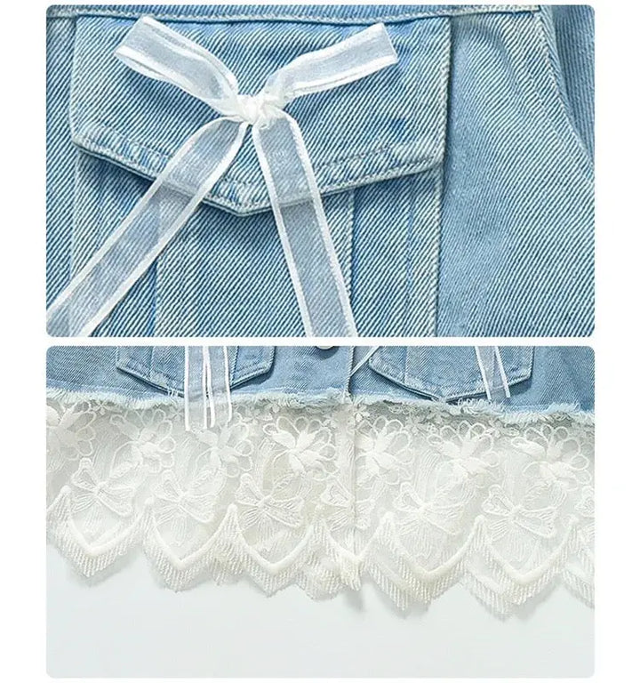 Girls Denim Co-ord Set With Frills Detail TrendyKid