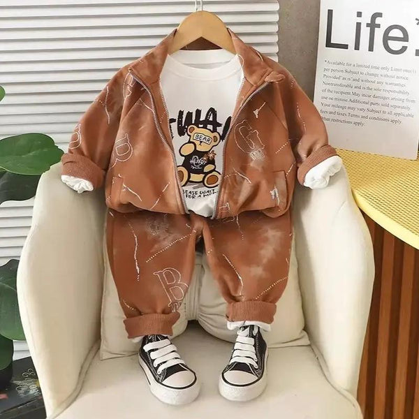 Boys Brown Joggers Set With T-shirt TrendyKid