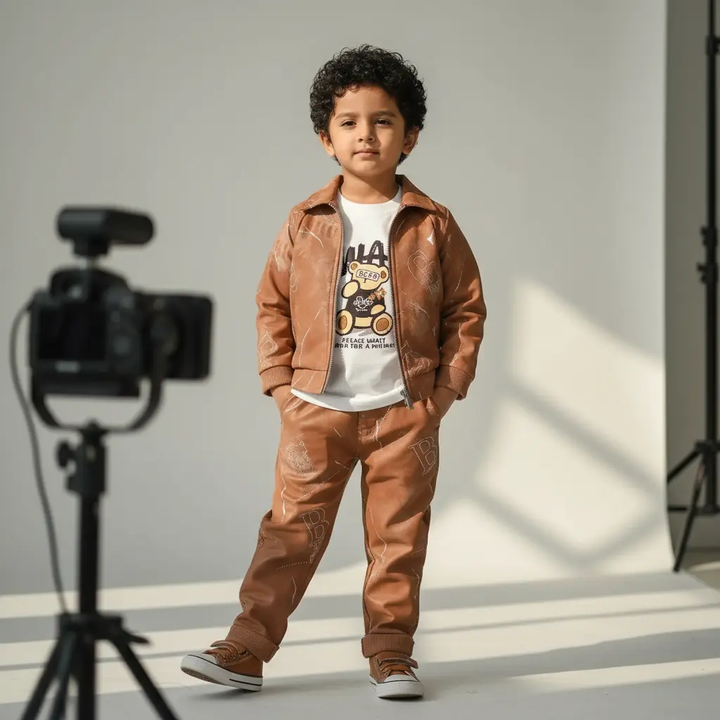Boys Brown Joggers Set With T-shirt TrendyKid