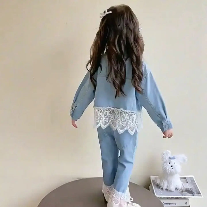 Girls Denim Co-ord Set With Frills Detail TrendyKid