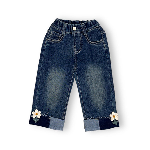 Girls Flower Patch Wide Fit Jeans