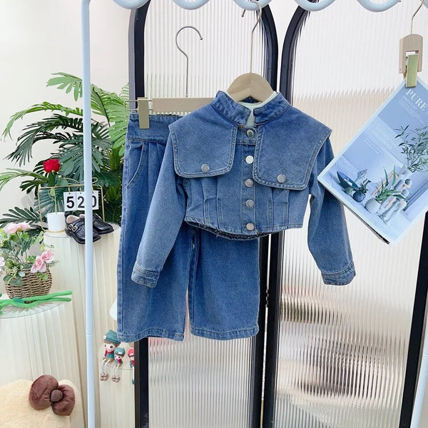 Girls Denim Flap Co-ord Set