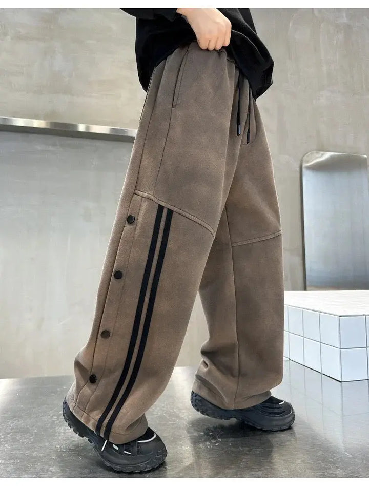 Boys Brown Wide-Leg Track Pants TrendyKid